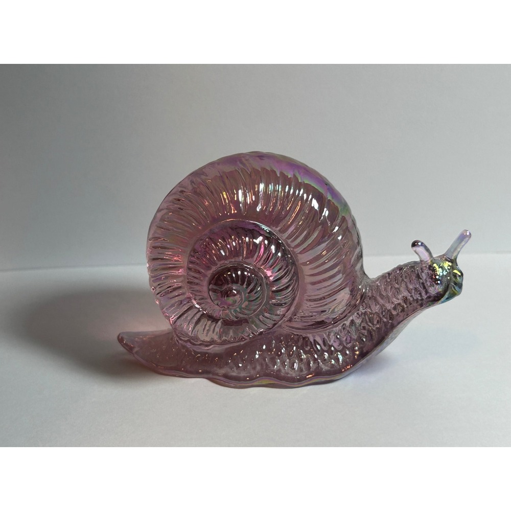 Fenton Art Glass Company Vintage Iridescent Snail Madras Pink Handmade Textured - Picture 4 of 16